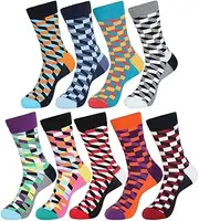 [EGOGO] 5 Pairs Cool Geometry Design Crew Casual Dress Socks Funky Novelty Unisex Cotton Socks for Men and Women E611-5