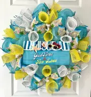 Good Times And Tan Lines Handmade Deco Mesh Summer Wreath