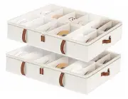 Under Bed Shoe Storage Organizer, Underbed Shoes Container with Adjustable