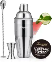 Cocktail Shaker, 24Oz Drink Shaker with Bartender Strainer, Measuring Jigger