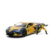 Jada Toys 1:24 Scale Xmen Wolverine Figure With Chevy Corvette Movie 2020 Diecast Model Car Gold