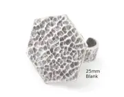 Hexagonal Hammered Adjustable Ring Blank - Antique Silver Plated Brass 25mm 4952