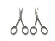 2pc 4.5" Straight & Curved Mustache Nose Ear Beard Hair Scissors Safety Remover