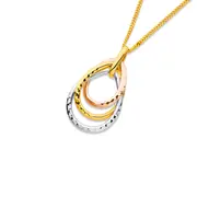 9ct Tri Tone Pear Pendant