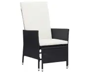 vidaXL Reclining Garden Chair with Cushions Poly Rattan Black