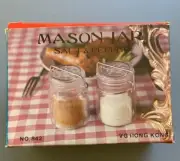 Vintage Mini Mason Jar Salt & Pepper Shakers 3" Tall Made of Plastic