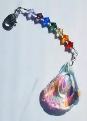 Handmade Crystal faceted prism 63AB suncatcher with clasp and 4" crystal beads