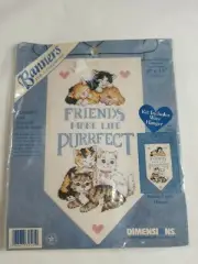 Dimensions Cross Stitch Kit Banners Friends Make Life Purrfect Cats Kitty Kitten
