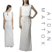 AIDAN MATTOX Chiffon and Metallic Lace Column Gown NWT sz 10
