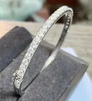 3.80CT Round Cut Simulated Diamond Women's Elegant Bangle Bracelet 925 Silver