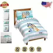 Toddler Size Bluey & Bingo 4-Piece Microfiber Bedding Set - Modern Cartoon Theme