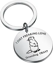 [MAOFAED] Groundhogs Gift Groundhog Day Gift I Just Freaking Love Gourndhogs Okay Keychain Animal Lover Gift