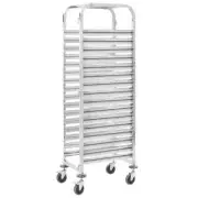 16 Trays Bakers Rack Kitchen Trolley Wheels Cart Storage Shelf Organiser