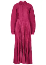 Jonathan Simkhai Indiana Pleated Satin Midi Dress - Pink - 8 8