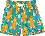 [RPLIFE] Boys Swim Trunks, Anti-Chafe Swim Trunks Boys 2 T, Cute Gingerbread Men Green
