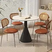 YUGXTH Reception Table and Chair Combination, Office Reception Round Table, Kitchen Breakfast Bar Table and Chair Set, Small Space Dining Table Set for 4, for Living Room,restaurant(Black,60cm/23.6in)