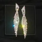Crystal Rhinestone Long Tassel Earrings Bridal Drop Dangle Earring Women Jewelry