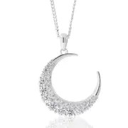 Sterling Silver Zirconia Crescent Moon Pendant