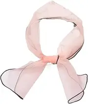 [Generic] 17x90CM Women Thin Organza Scarf Narrow Long Neck Scarves Silk Transparent Headband Wavy Tie Hair Band