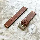 Brown Soft Leather Band Strap with White Stitches for Fitbit Versa 3 4 Sense 2