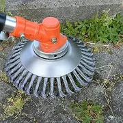 [WINDFIRE] 6" Rotary Weed Brush, Joint Twist Knot Lawn Steel Wire Wheel Brush, Universal Fit Grass Cutter Trimmer Head for Straight Shaft Trimmers, Paving Stone, Pavement Joints Removal Moss & Rust