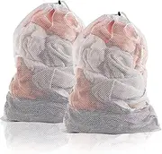 STR-2 Pack Extra Large Mesh Laundry Bag with Drawstring, 24×36inch Washing Bag Net for Washing Machine, Washing Bags for Travel, Delicates, College Dorm