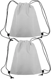 DECOMELODY 2Pcs Drawstring Sports Bag Durable Outdoor Gym Backpack Capacity Travel Pouch for Hiking Camping Fitness Shopping Grey