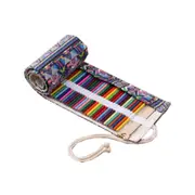48 Slots Cosmic Galaxy Print Pen Bag Canvas Pencil Wrap Curtain Roll Up Pencil Case Stationery Pouch