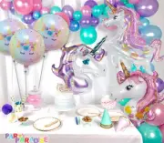119pc:16 ft LASER UNICORN PEARL BALLOON SET KIT Arch Garland RAINBOW PINK PURPLE