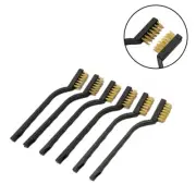 6 Pcs Mini Wire Brush Set Brass Cleaning Polishing Detail Metal Rust Brushes