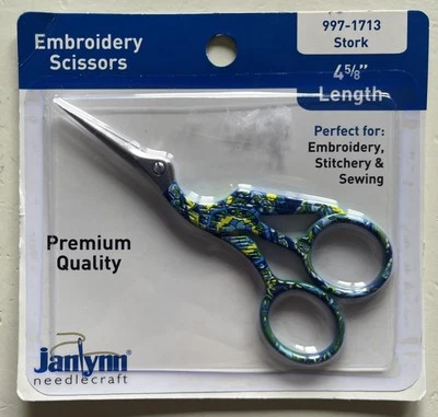 JANLYNN Stork Embroidery Scissors 4-5/8” Paisley Print #997-1713 New In Package