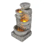 Teamson Home 84.5 cm Cascading Bowls & Stacked Stones LED Outdoor Water Fountain, Gray