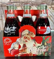 1991 Christmas 6-Pack Coke Bottles Coca-Cola Classic Season Greetings Santa READ