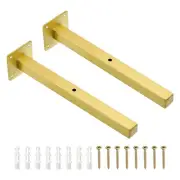 Floating Shelf Bracket,2Pack 10" Iron Hidden Wall Mounted Shelf Supports(Gold)