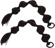 SAFIGLE 2pcs Braid Wig Braid Extension Women Hairpieces Hair Extensions Ponytail Bubble Ponytail Hair Accessories for Women Brown Polyester