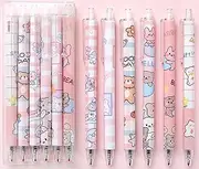 WEZCHUGHAOL 12Pcs Kawaii Gel Ink Pens, 0.5mm Black Ink Retractable Gel Pens, Fine Point Aesthetic Pens