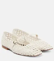 [Souliers Martinez] Souliers Martinez Paris woven leather ballet flats AU 10 white
