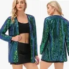 NWT KANCY KOLE Sequin Jacket Open Front Jacket Blazer Kimono Coat Sz Large Teal