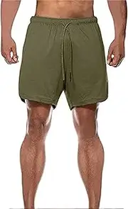 [Generic] Men’s Gym Running Shorts, Workout Athletic Bodybuilding Fitness Shorts with Zip Pockets