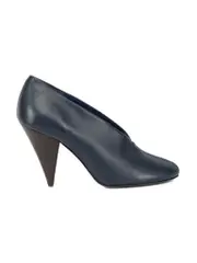 Navy Blue Leather Closed Toe Heels