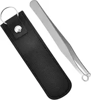 HIDOSNG Universal Nose Hair Trimming Tweezers Stainless Steel Tweezers Eyebrow Clippers Trimmer Friendly Round Tip No Mirror Needed Easy Cut for Noses Sideburns Brow Body (1PCS+Black Leather Case)