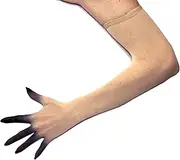 [Unicorns Poop Glitter] Nude Illusion Second Skin Sheer Seamless Gloves with Elastic Top Seam in Beige, Tan; Over Elbow; Unisex