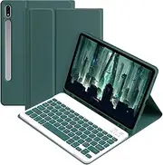 [Jarttarn] Keyboard Case Compatible with Samsung Galaxy Tab S9 FE Plus 2023 12.4 inch Slim PU Cover Detachable Wireless Galaxy Tab S9 FE+ Tablet Keyboard Case with Pen Holder (Green)