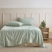 Sage Stripe Cotton Flannelette Sheet Set [HABBPRINFL25D]