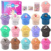 16-Pack Mini Butter Slime Kit - Watermelon Lemon Mermaid and Charms Included ...