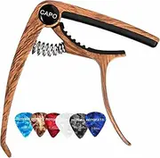 Guitar Capo, 6 String Acoustic and Electric Guitar Clip, Guitar Kapo Accessories for Classical Guitar, Ukulele, Mandolin and Banjo (Wood)