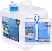 Collapsible Water Container with Spigot, Camping Water Storage Carrier Jug BPA-Free for Outdoors Hiking Backpack & Survival Kit, Foldable Portable Canteen 1.3/2.6/3.9/5.3 Gallon (5.3 Gallon, 1-Pack)