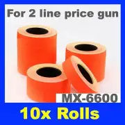 10 FLURO RED DOUBLE 2 LINE PRICING PRICE TAG TAGGING GUN LABEL ROLLS MX-6600