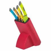 SCANPAN SPECTRUM 5PC KNIFE BLOCK SET COLOURED STAINLESS STEEL KNIVES