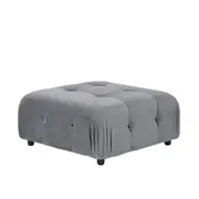Foret 1pc Sofa Ottoman Modular Sectional Armless Tufted Velvet Couch Light Grey